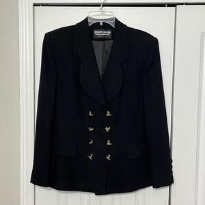 Vintage Herbert Grossman Blazer Jacket Womens 10 Black Wool Tuxedo Cynthia Sobel